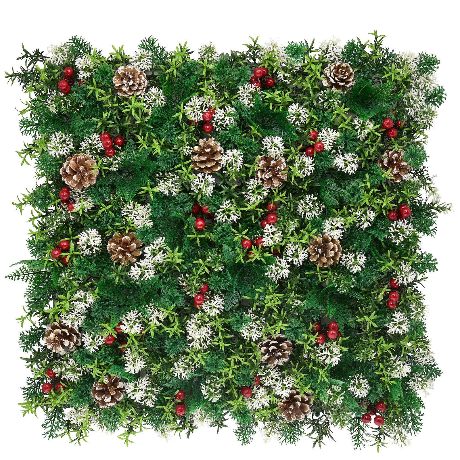 Wandverkleidung Kunstpflanze - Dunkelgrün/Rot, Trend, Kunststoff (50/50cm) - FloorDirekt