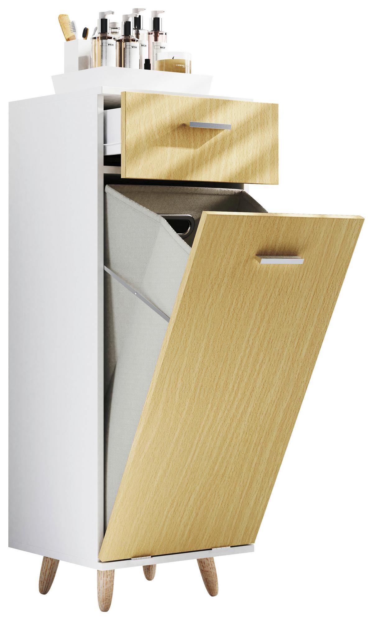 Midischrank Landos S Weiß/Honigeichefarben, B: 40cm - Honigeiche/Weiß, MODERN, Holzwerkstoff/Kunststoff (40/107/35cm) - MID.YOU