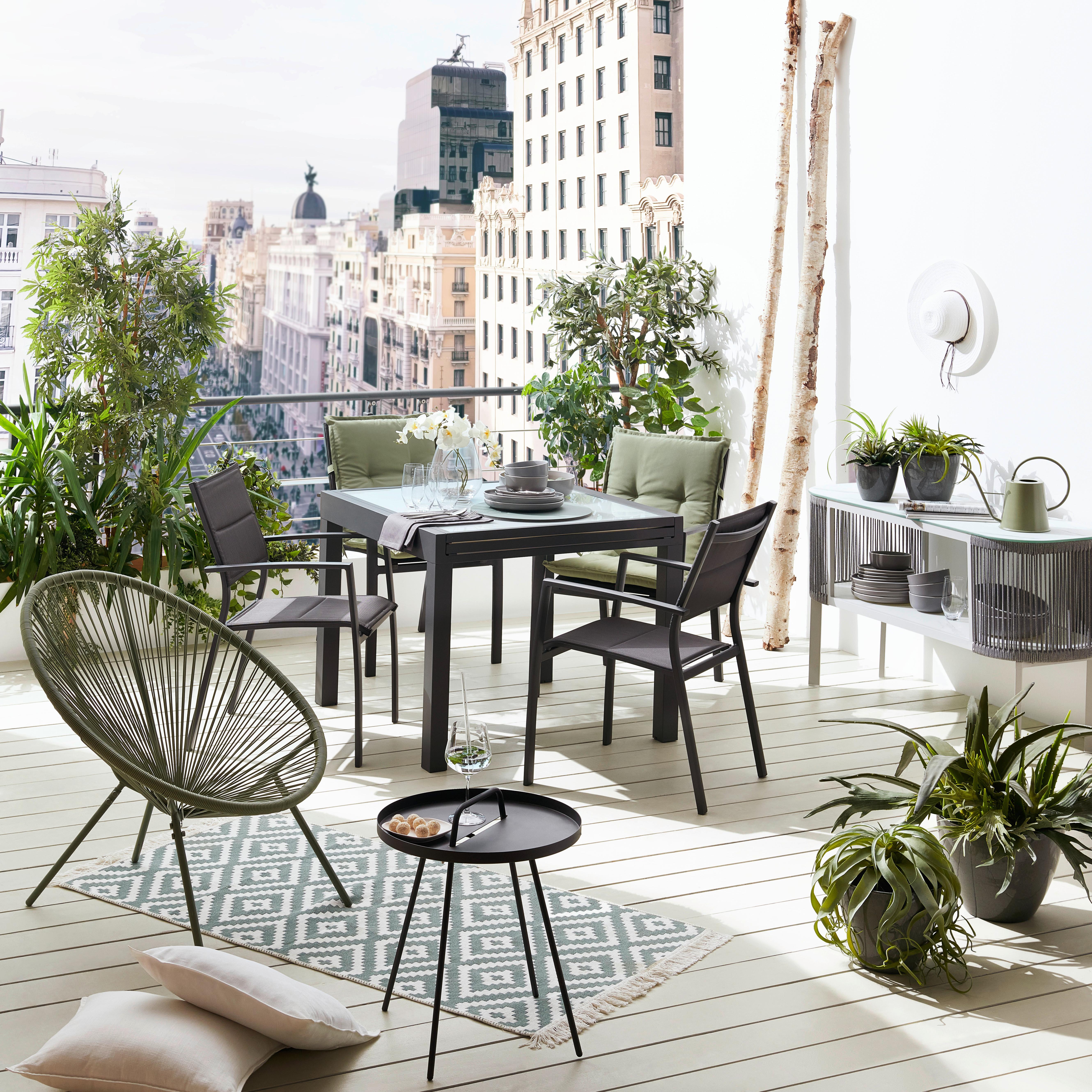 ZAHRADNÍ STŮL ATLANTA 1 - bílá/antracitová, Moderní, kov/sklo (70-140/70/75cm) - Modern Living