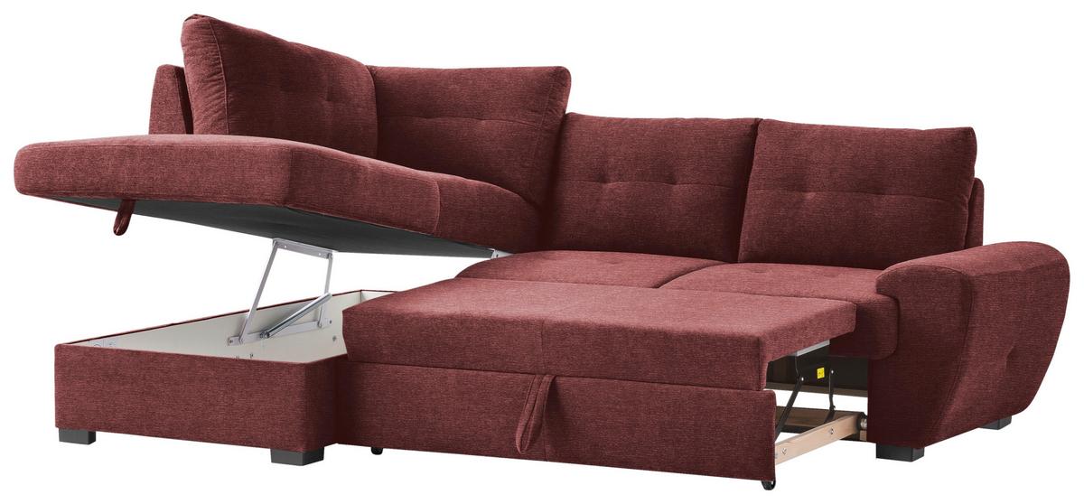 Sarokgarnitúra Burner - borvörös, Modern, textil (174/88/244cm)