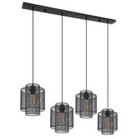 Hängeleuchte H: 120 cm 4-Flammig - Schwarz, Basics, Metall (98/20/120cm) - Globo