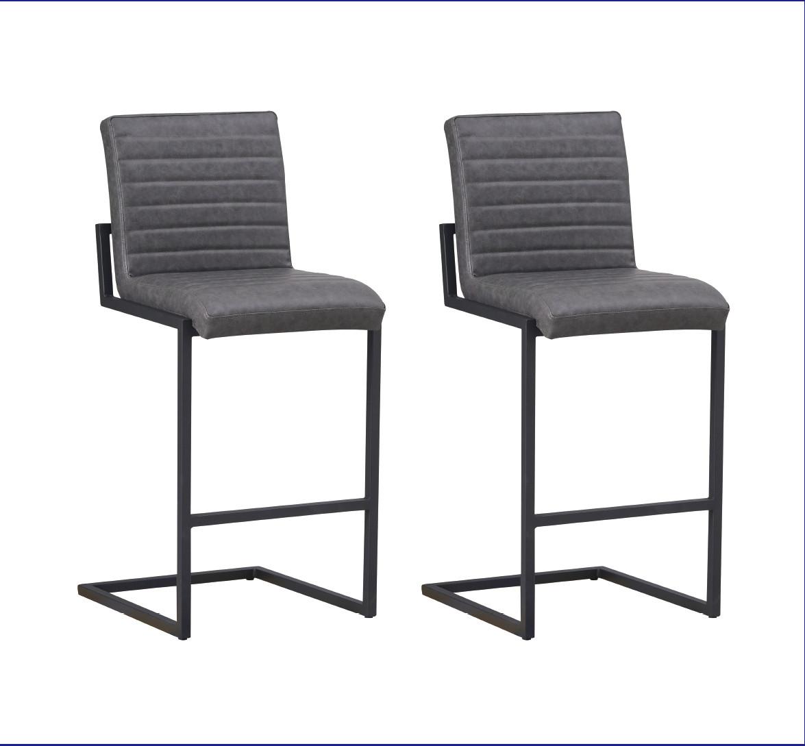 Barhocker-Set Donny Anthrazit B: 54 cm - Anthrazit/Schwarz, MODERN, Textil/Metall (54/100/58cm) - MID.YOU