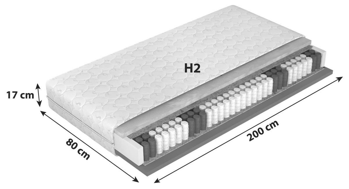 Taschenfederkernmatratze Live Marble 80x200 Cm H2 H: 17 Cm - Weiß, Textil (80/200cm)