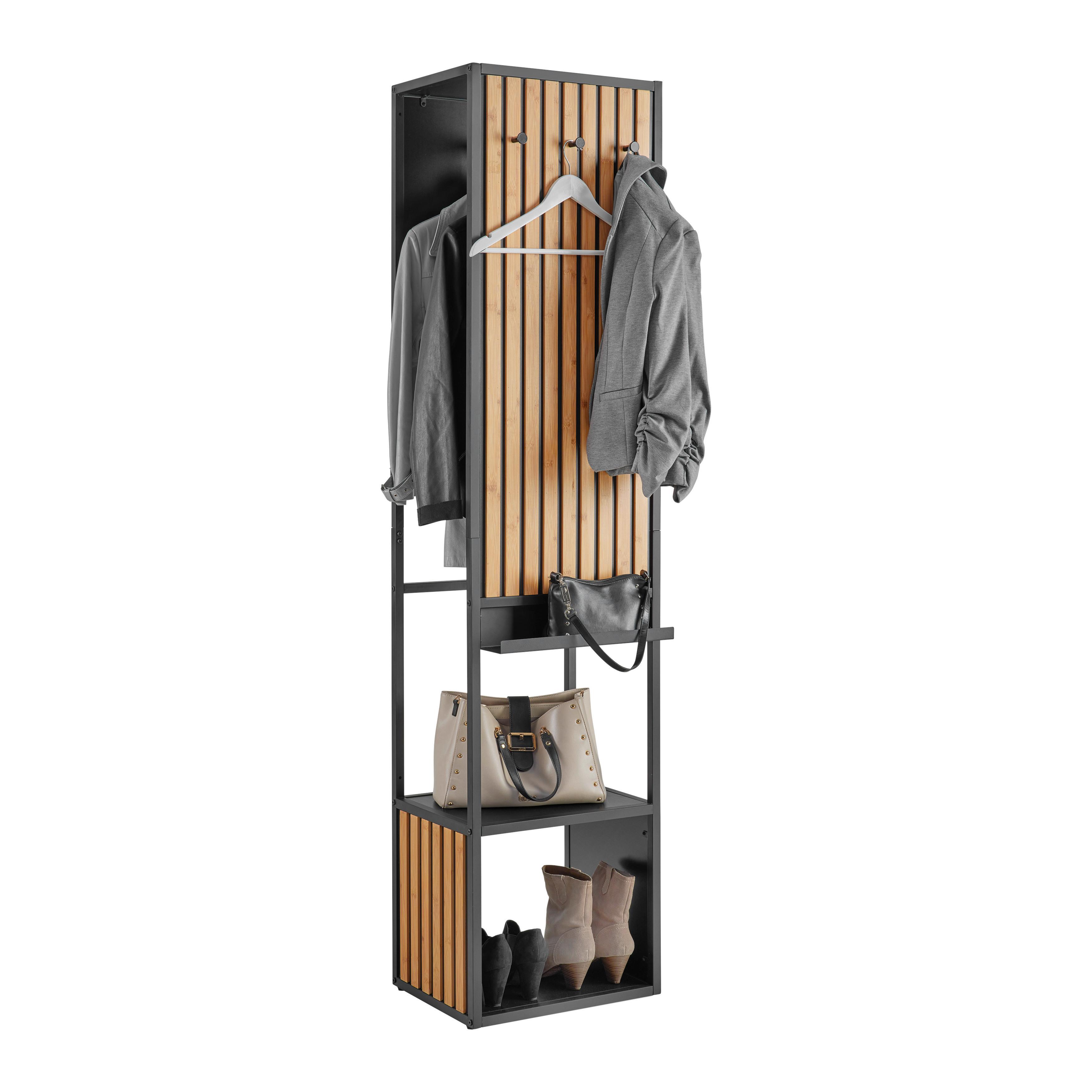 Šatna PANELO -EXKLUSIV- - černá/přírodní barvy, Moderní, kov/kompozitní dřevo (44/186/34cm) - Mömax