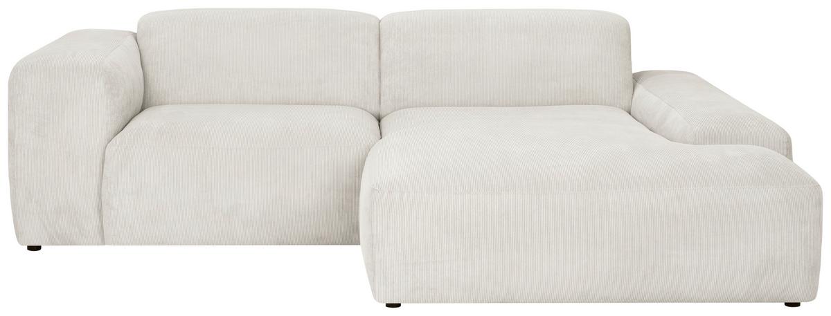Ecksofa Hannah Creme 252x170 Cm - Creme/Schwarz, Design, Textil (252/170cm) - MID.YOU