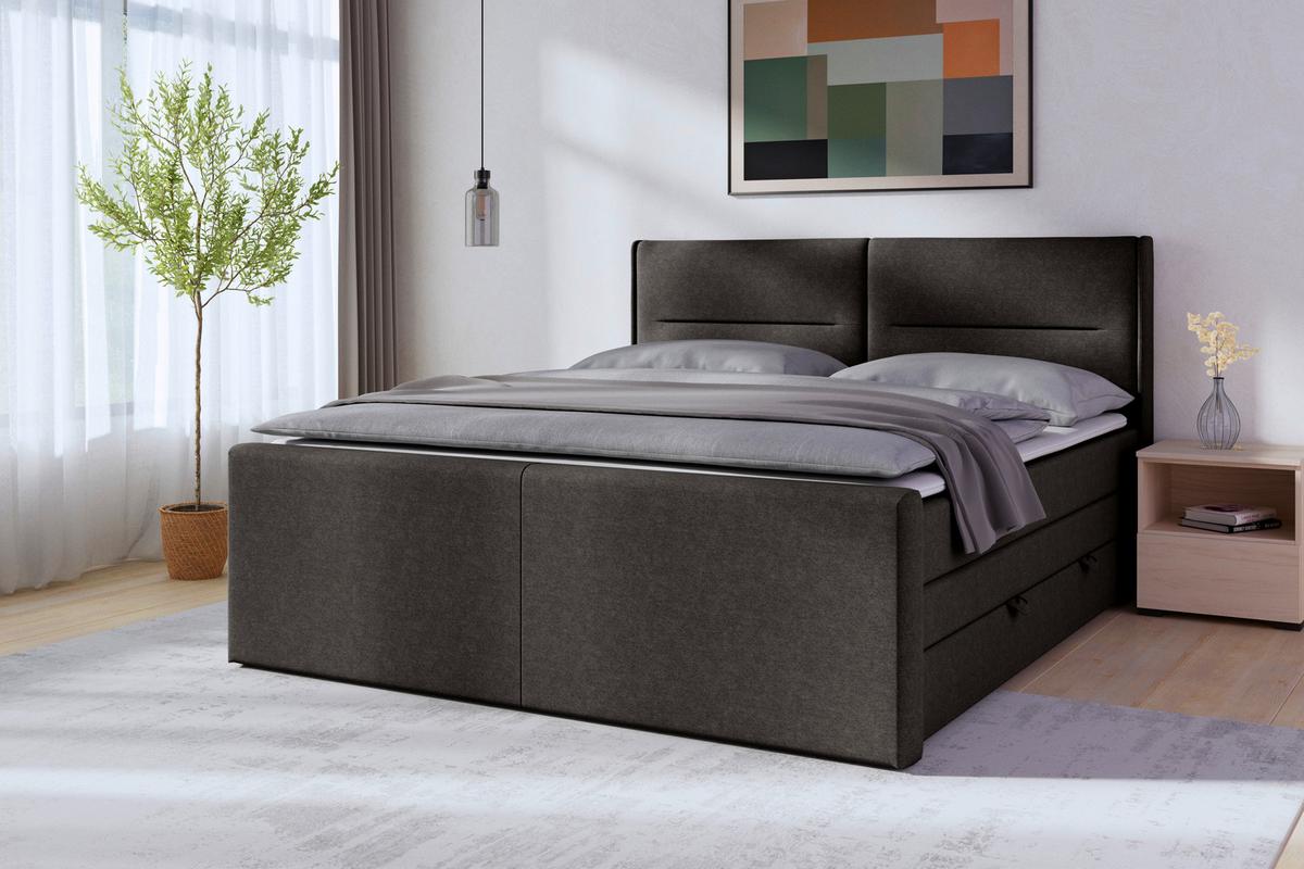 Boxspringbett Mit Bettkasten Kyoto Anthrazit 180x200 - Anthrazit, MODERN, Holz/Kunststoff (180/200cm) - MID.YOU