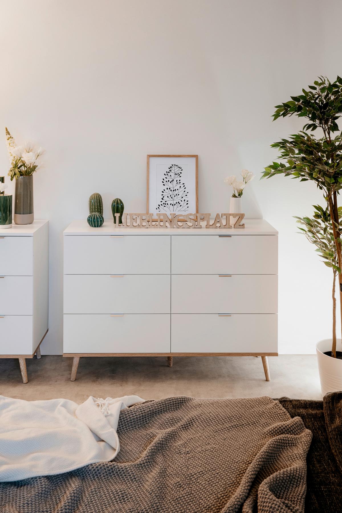 Kommode Göteborg Weiß/Sonoma Eiche B: 120 cm - Weiß/Sonoma Eiche, KONVENTIONELL, Holzwerkstoff (120/87/40cm) - MID.YOU