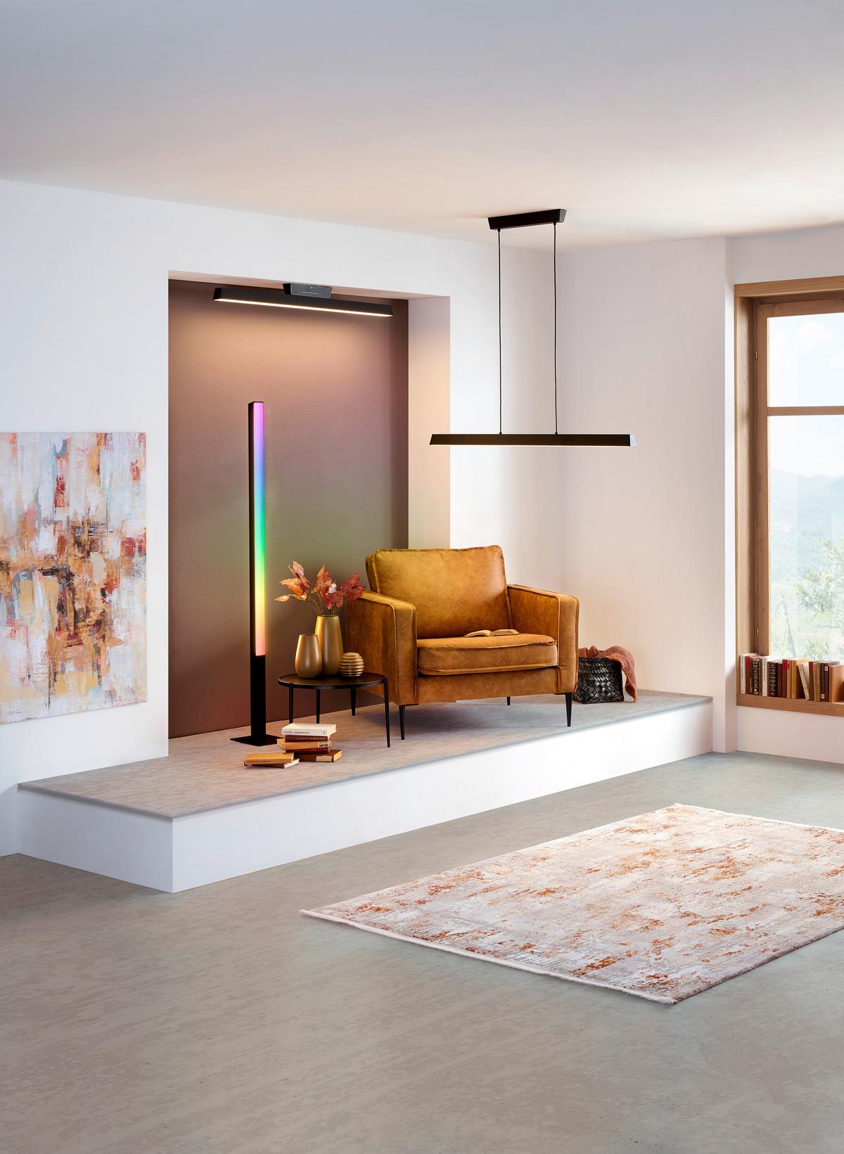 ZÁVESNÉ LED SVIETIDLO SIMOLARIS-Z - čierna/biela, Design, kov/plast (122/5,5/110cm)
