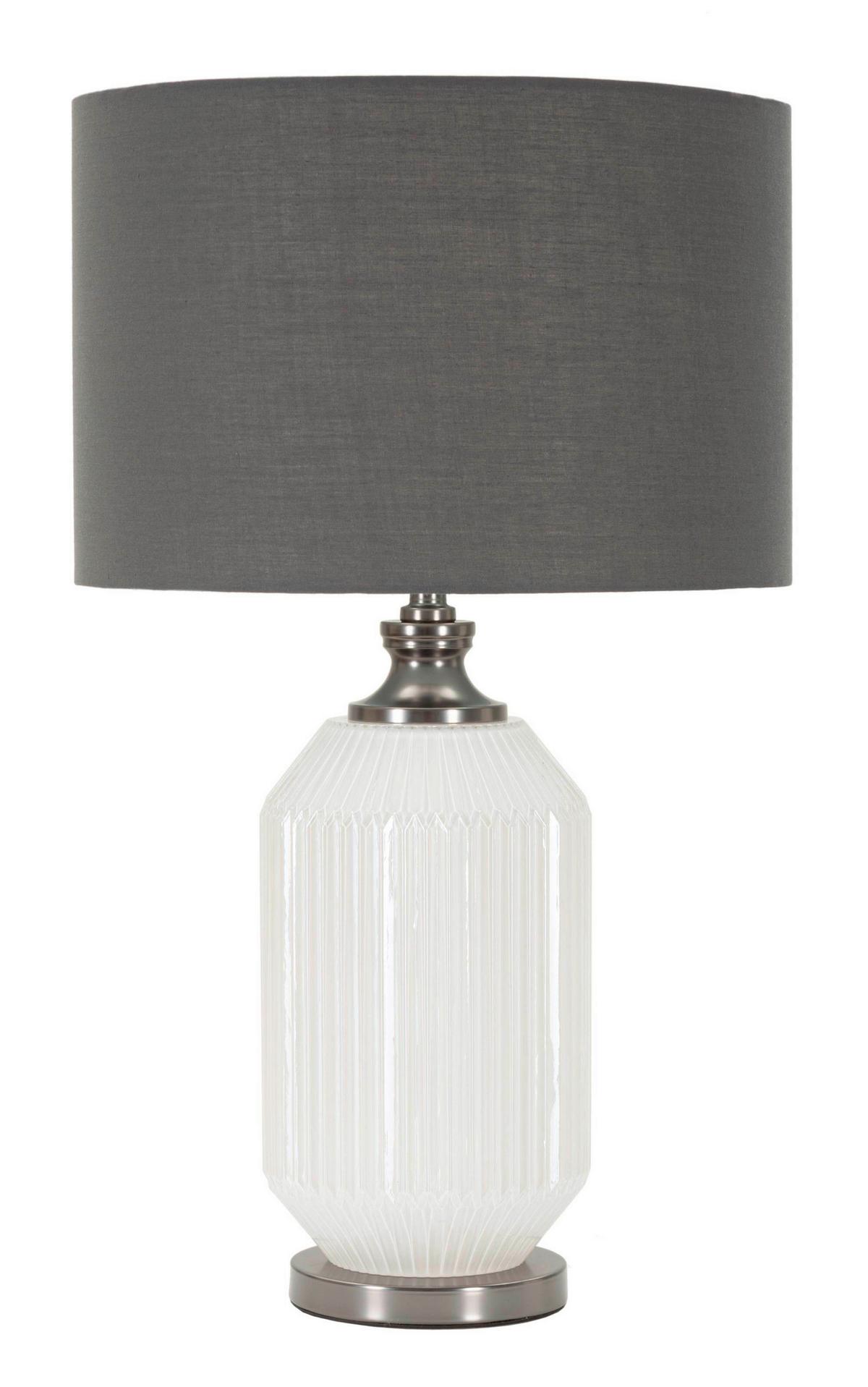 Tischleuchte Brighty Weiß, Grau B: 37,5 cm - Weiß/Grau, Basics, Glas/Textil (37.5/65/37.5cm)