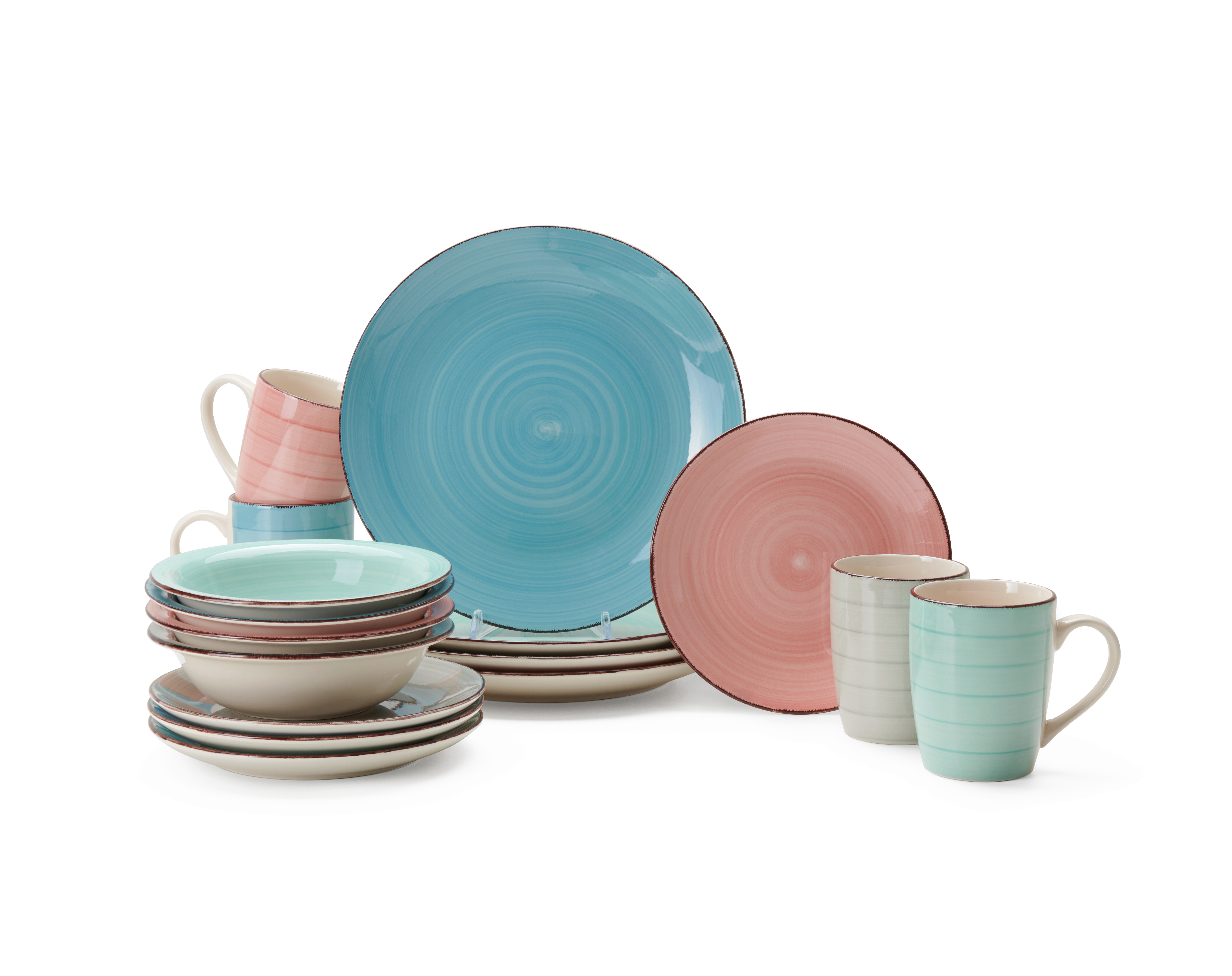 Kombinovaná souprava Verona, 16-dílná pro 4 osoby - šedá/pink, Konvenční, keramika - Modern Living