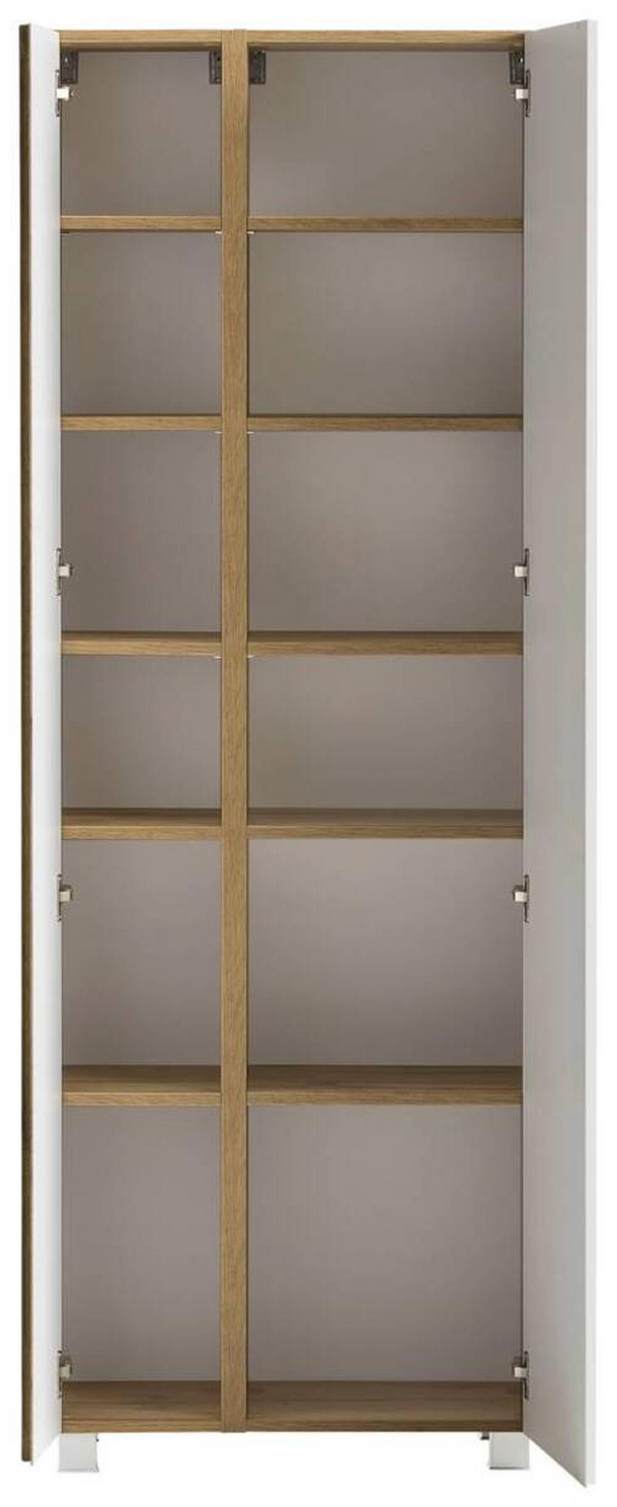 Badezimmer Hochschrank Varese BxH 65x180 cm Weiß/Eiche Dekor - Eiche Wotan/Weiß, MODERN, Holzwerkstoff (65/180/35cm) - Held