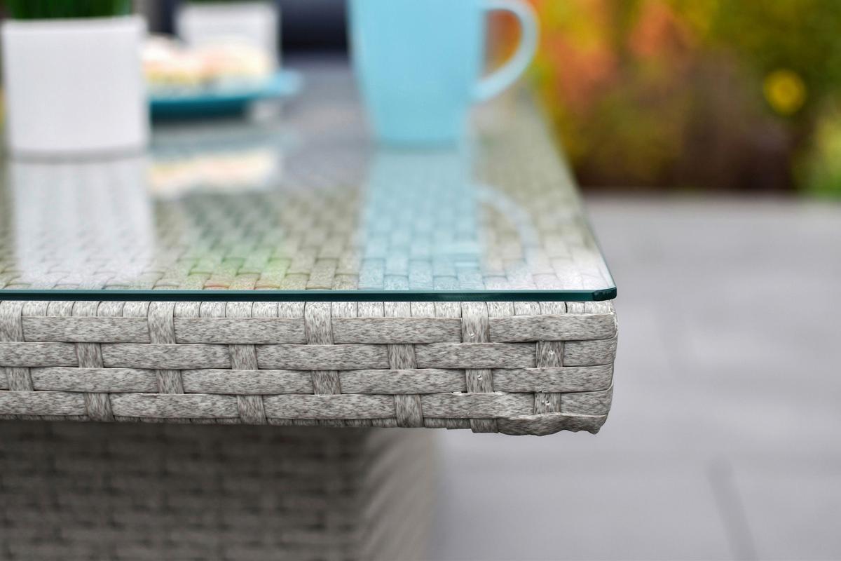 Gartentisch Höhenverstellbar Chicago Stahl/kunststoff L 120 - Grau, MODERN, Glas/Kunststoff (120/60/46-68cm) - Gardenson