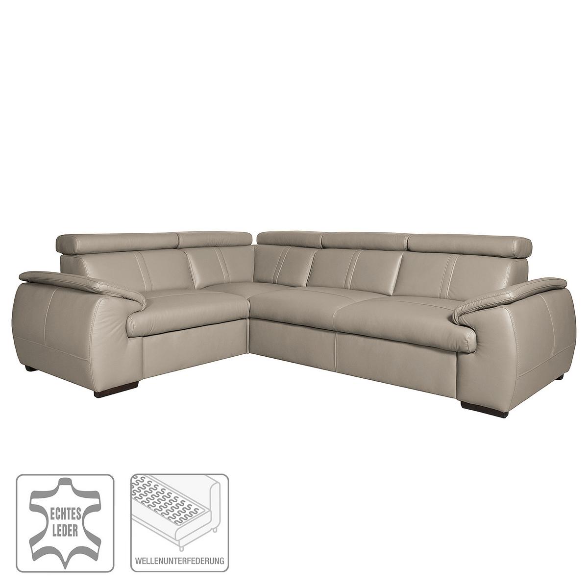 Ecksofa City Hellgrau S: 193x265 Cm - Wengefarben/Hellgrau, Design, Leder (193/265cm) - Livetastic