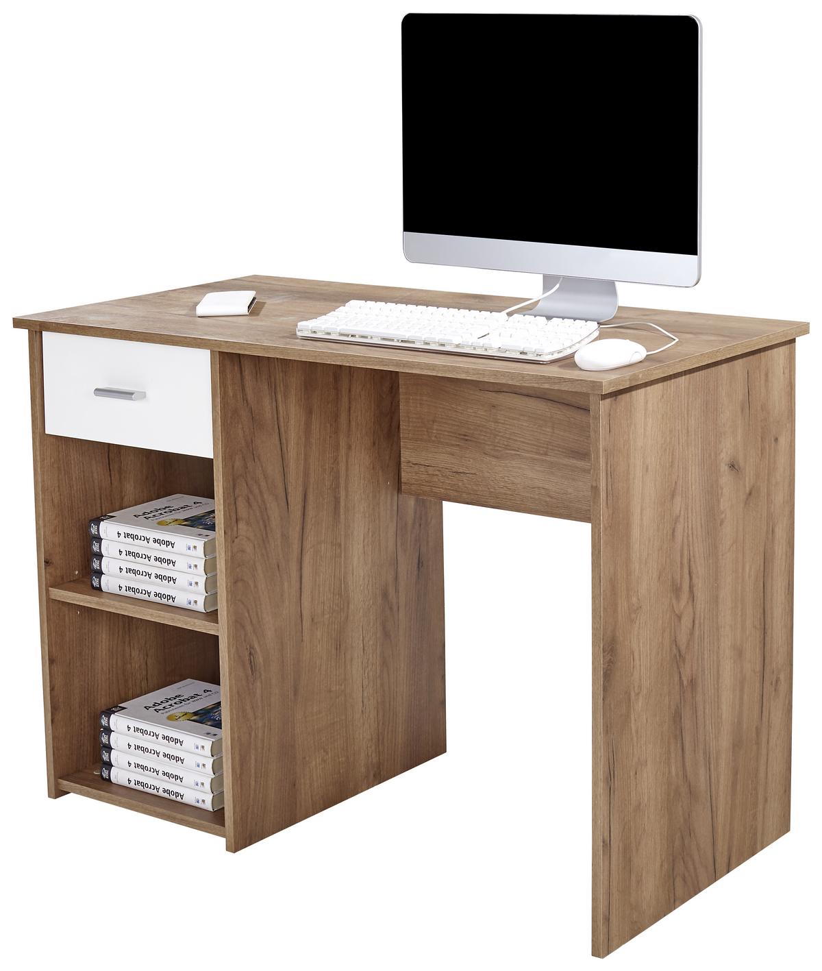 Schreibtisch mit Stauraum B 110 cm H 75cm Kubek 2, Eiche Dekor - Dunkelbraun, MODERN, Holzwerkstoff (110/75/50cm)