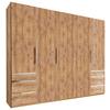 Drehtürenschrank Mit Laden 250cm Level 36a, Eiche Dekor - Eichefarben, MODERN, Holzwerkstoff (250/216/58cm) - MID.YOU