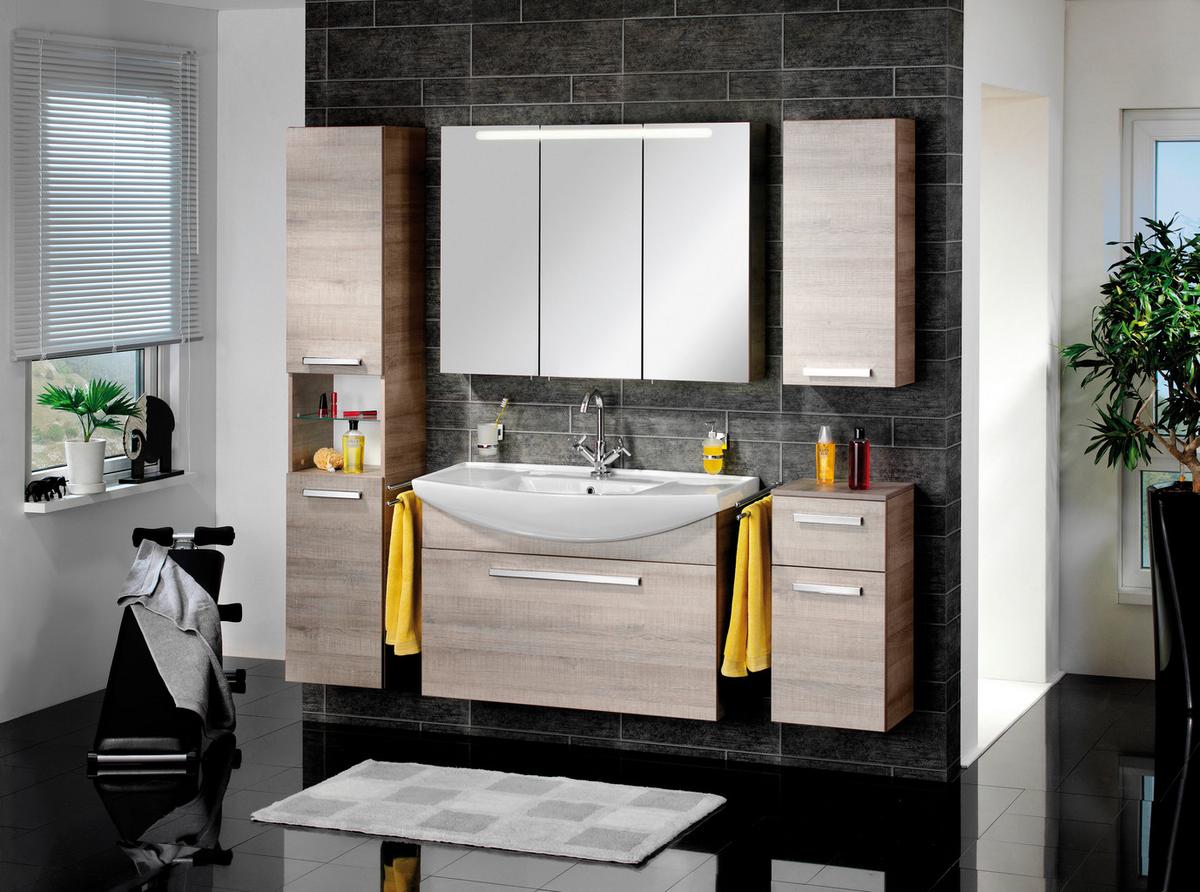 Badezimmer Unterschrank A- Vero BxH 35x69 cm Eichenfarben - Eichefarben, MODERN, Glas/Holzwerkstoff (35/69/32cm) - MID.YOU