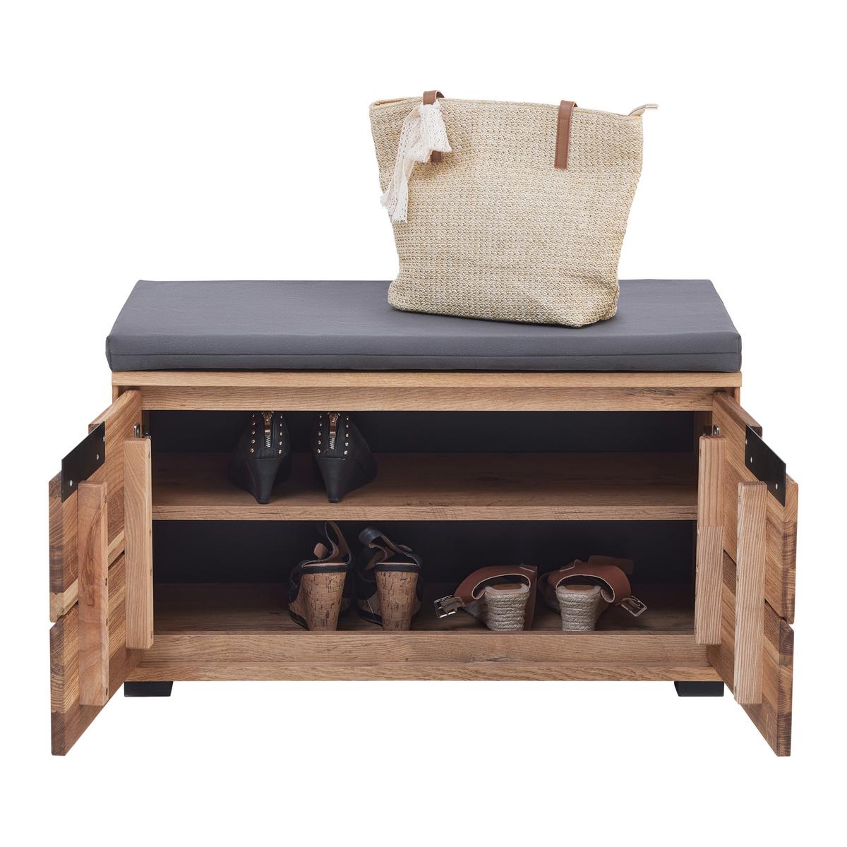 ŠATNÍ LAVICE LOLA - šedá/divoký dub, Lifestyle, kov/dřevo (80/47/40cm) - ecoTree
