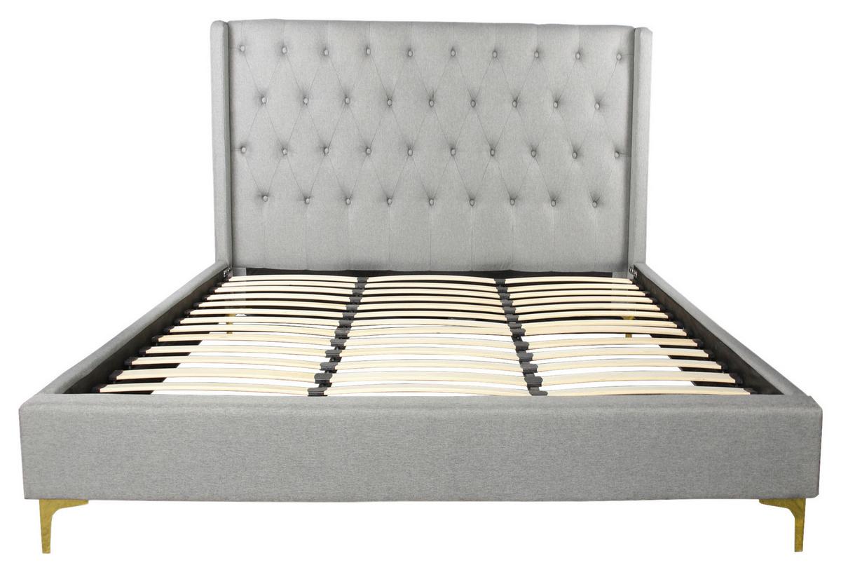 Čalouněná postel s vysokým čelem TANJA, 180x200, šedá - černá/světle šedá, Moderní, kov/dřevo (180/200cm) - Livetastic