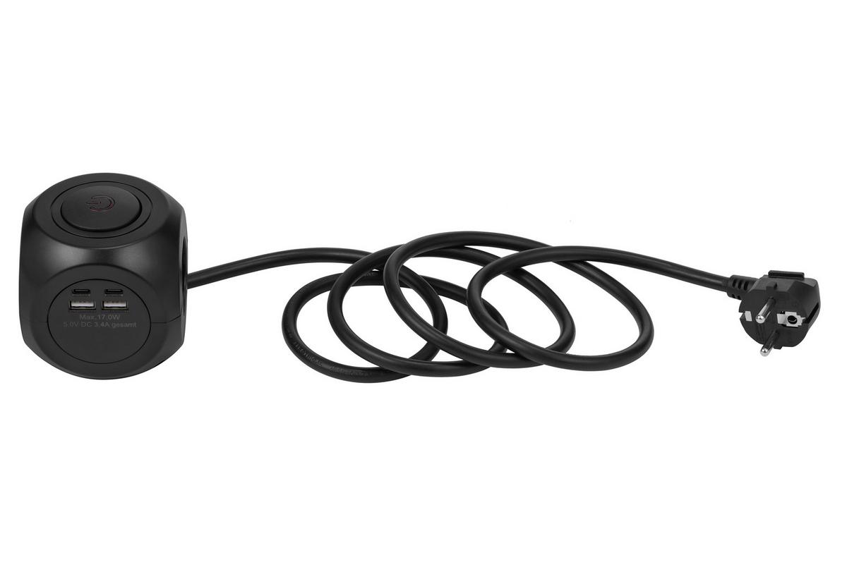 Multistecker Nua - Schwarz, Basics, Kunststoff/Metall (7,9/7,9/8,3cm) - Ondega