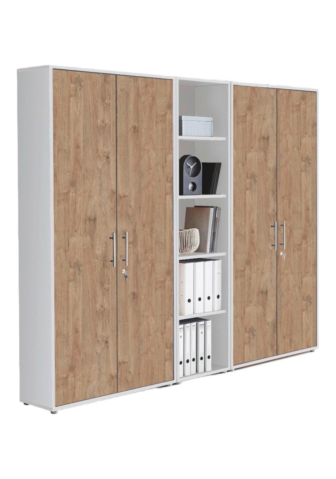 Office Edition B: 212,9 cm Eichefarben/Weiß - Eichefarben/Weiß, MODERN, Holzwerkstoff (212,9/185,6/33cm) - MID.YOU