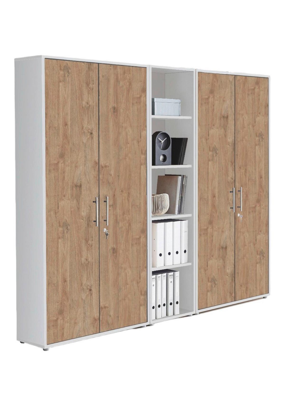 Office Edition B: 212,9 cm Eichefarben/Weiß - Eichefarben/Weiß, MODERN, Holzwerkstoff (212,9/185,6/33cm) - MID.YOU