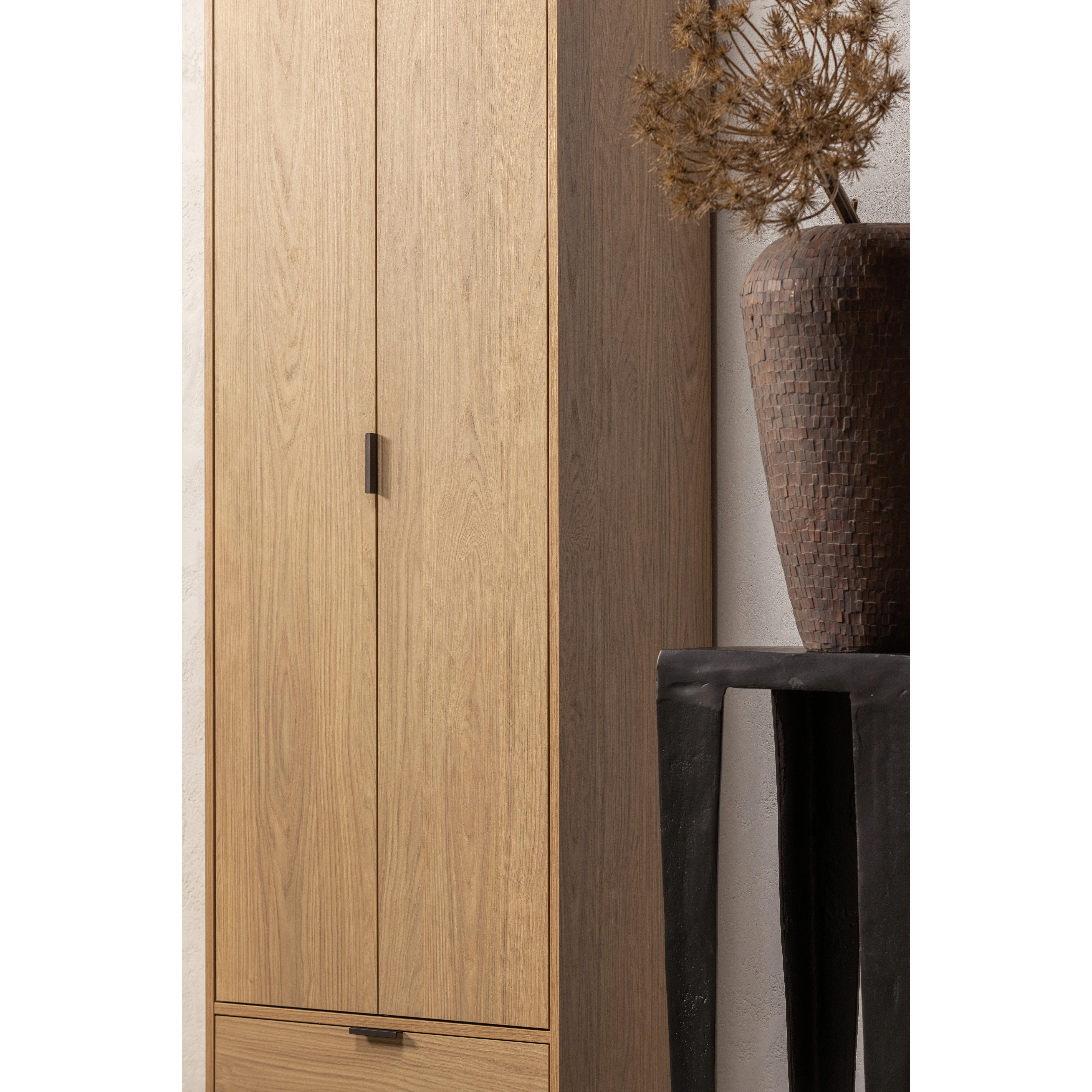 Mehrzweckschrank Silas Eichefarben B: 60 cm - Eichefarben/Schwarz, Design, Holz (60/210/36cm) - Livetastic