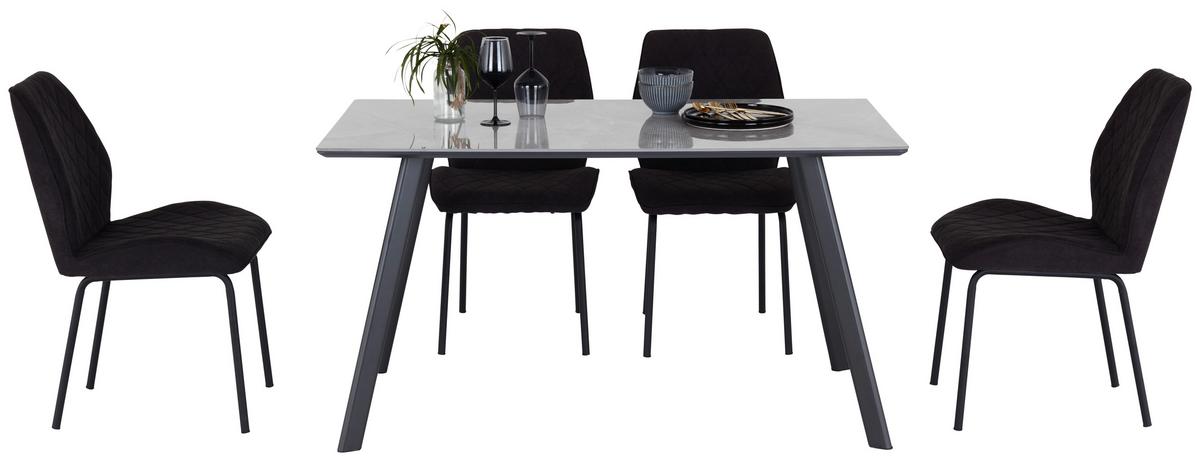 Étkezőasztal George - fekete/szürke, Konventionell, faalapú anyag/fém (140/76/80cm)