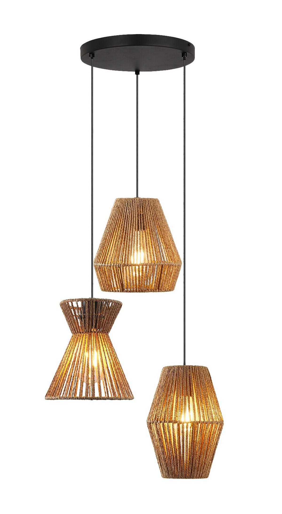 Závěsné svítidlo Naturm - černá/přírodní barvy, Konvenční, kov/papír (44/120cm) - Mömax