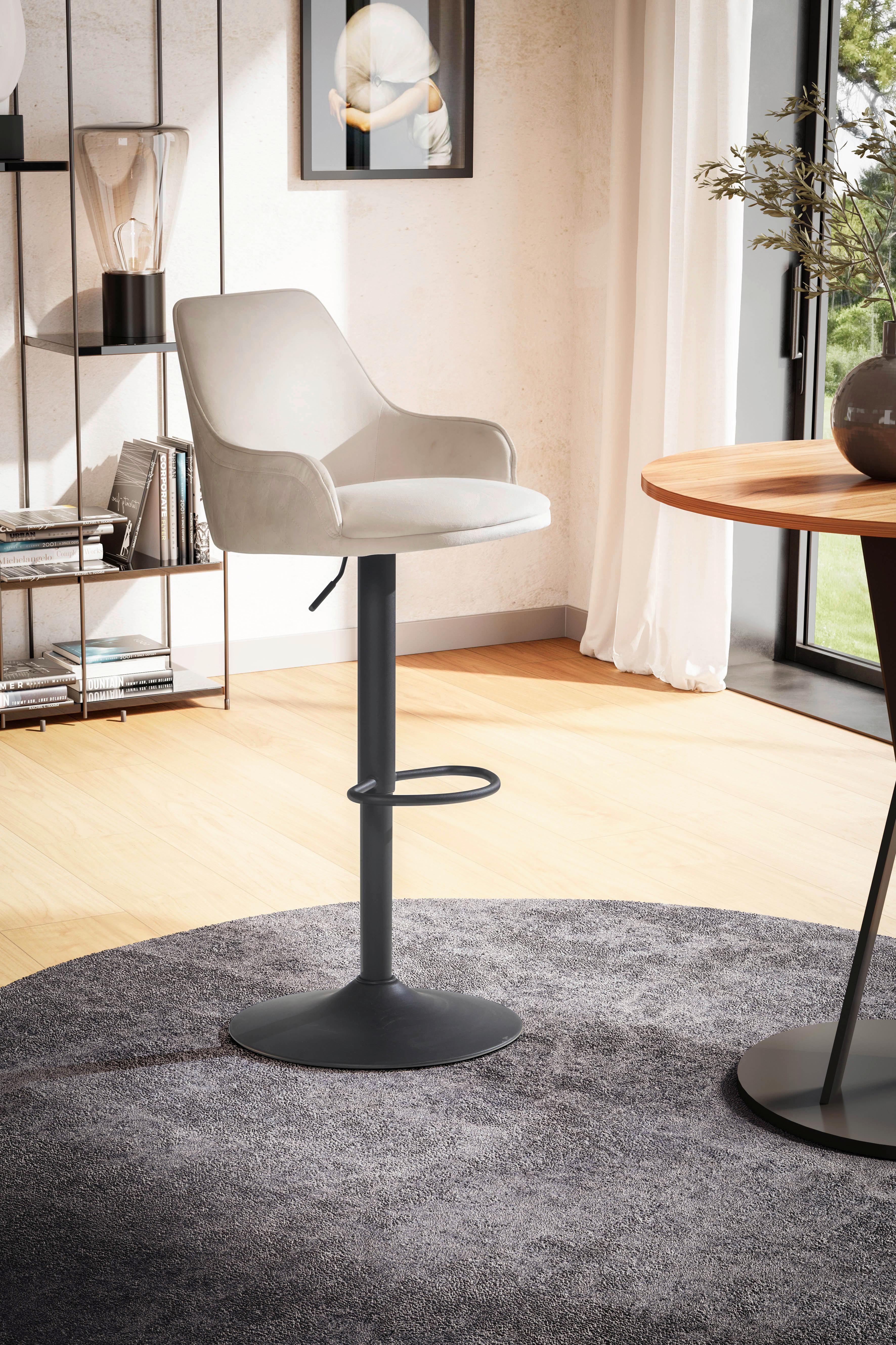 Barhocker Beige, B: 45 Cm - Beige/Schwarz, Design, Textil/Metall (45/106/45cm) - MID.YOU