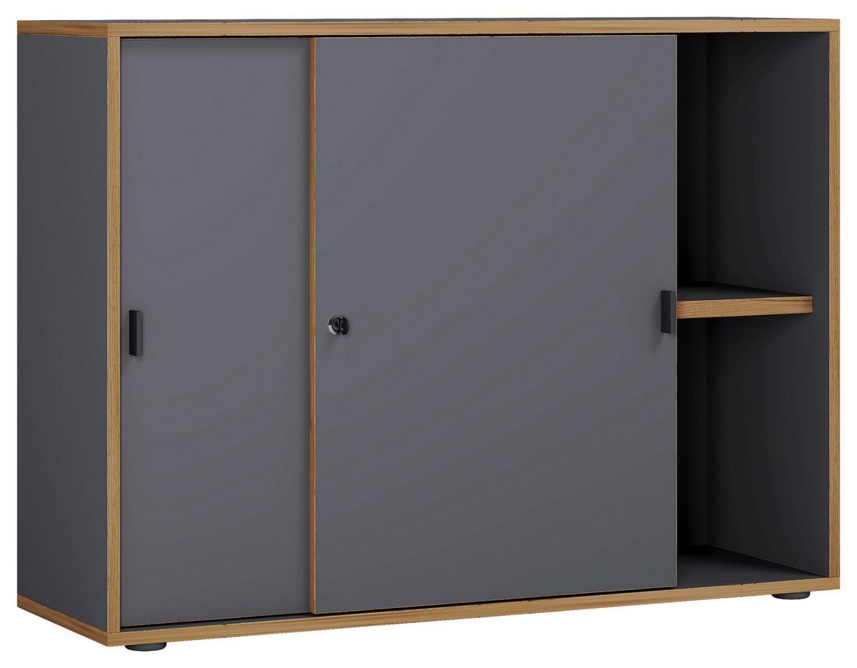 Aktenschrank Salia Anthrazit, Honigeiche B:100 Cm - Honigeiche/Anthrazit, Design, Holzwerkstoff (100/74/37cm) - MID.YOU