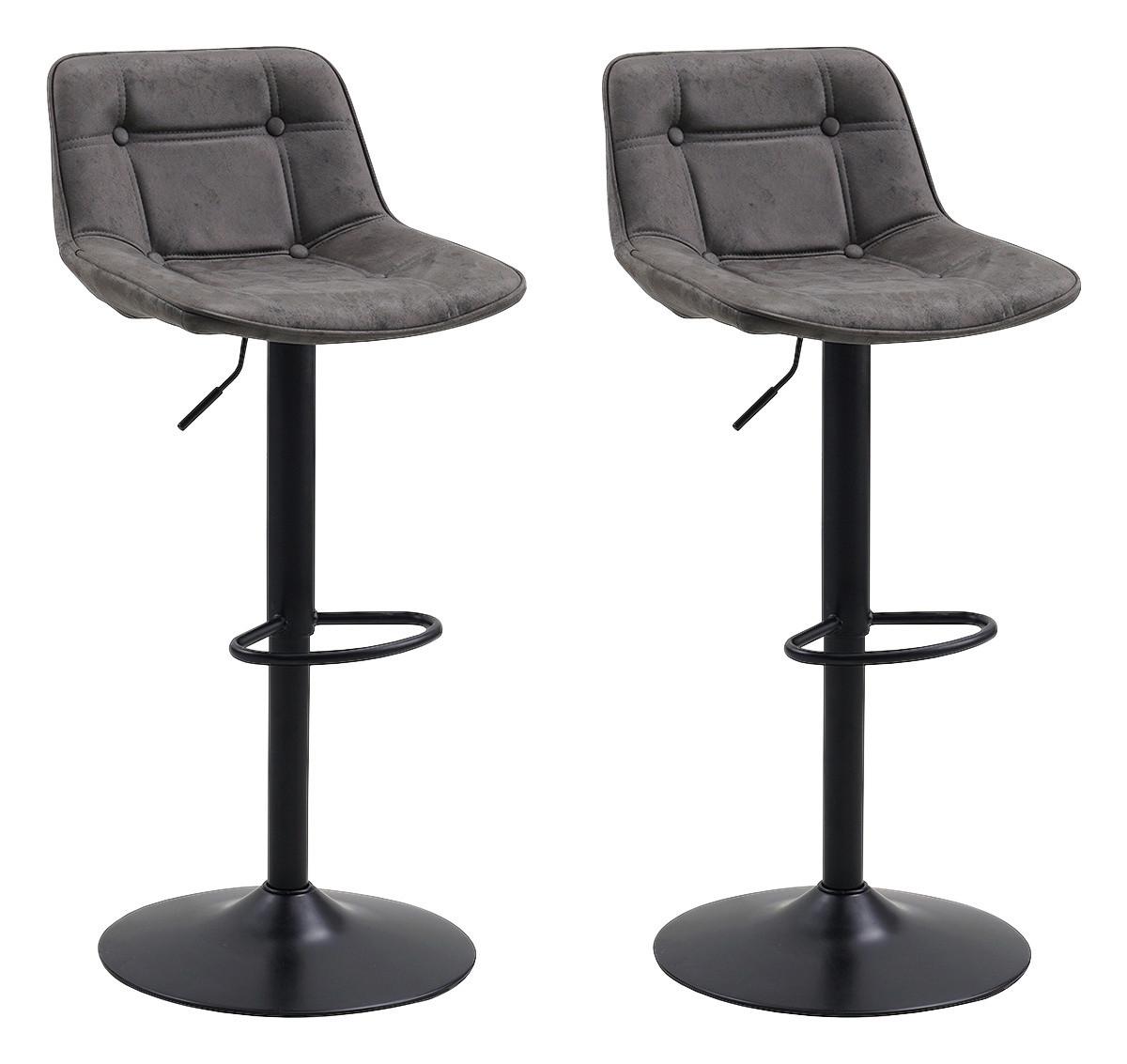 Barhocker-Set Ezra - Anthrazit/Schwarz, LIFESTYLE, Textil/Metall (49/87/43cm) - MID.YOU