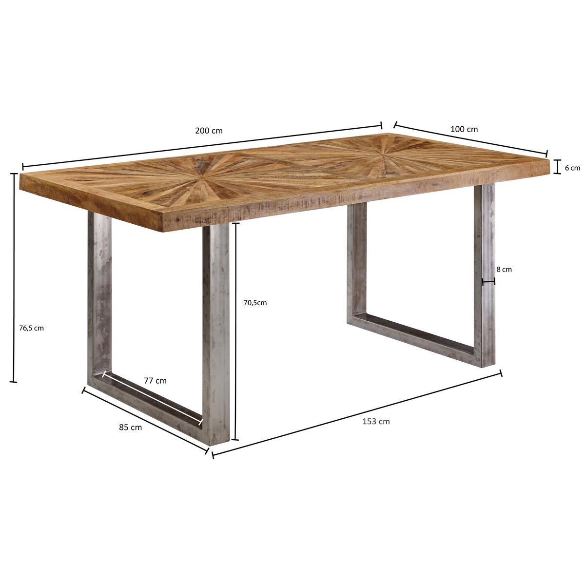 Esstisch Wl5.949 - Silberfarben/Braun, Design, Holz/Metall (200/100/76cm) - MID.YOU