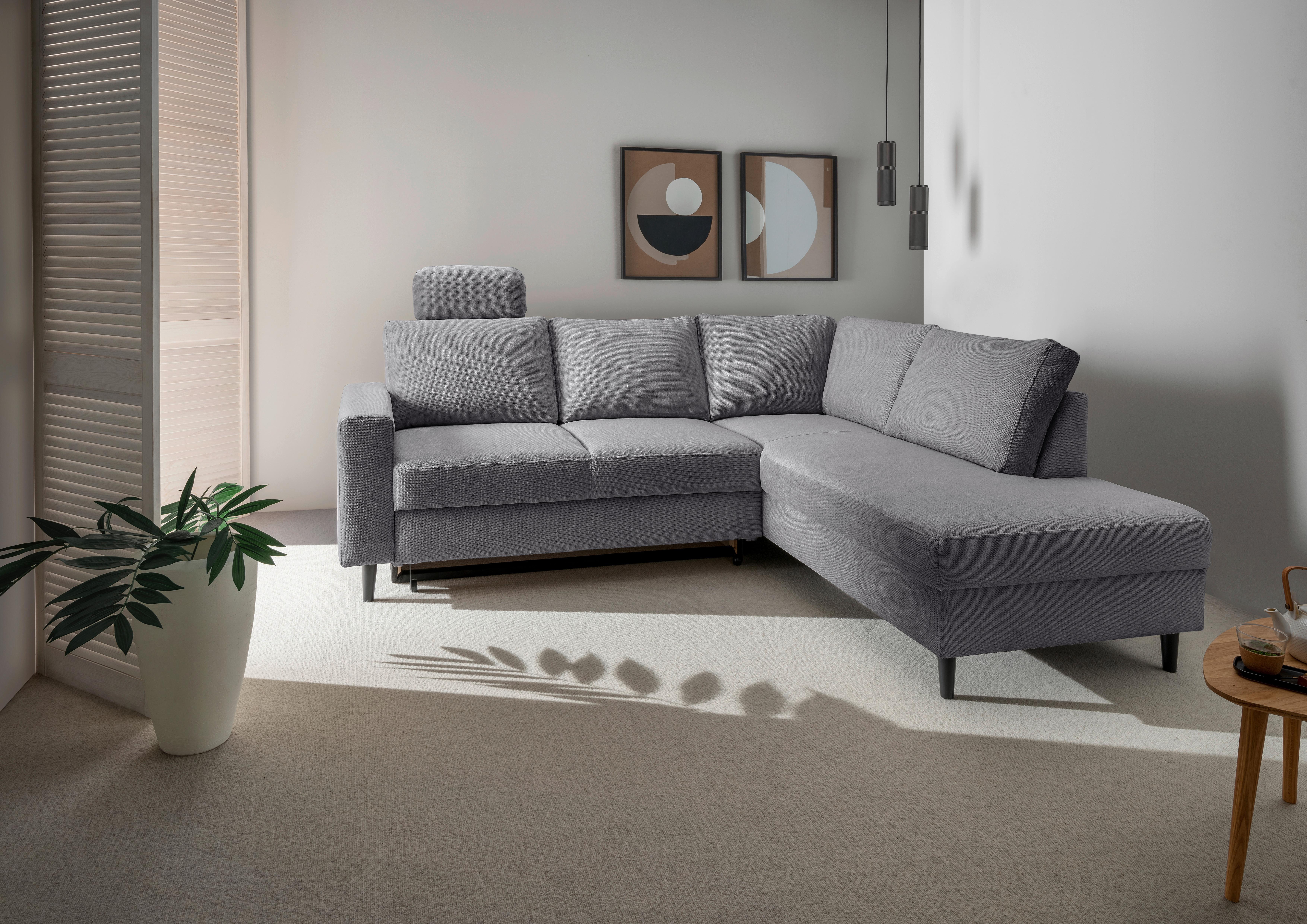 Eckschlafsofa Passione Dunkelgrau S: 242x200 Cm - Dunkelgrau/Schwarz, MODERN, Textil (242/200cm) - Livetastic