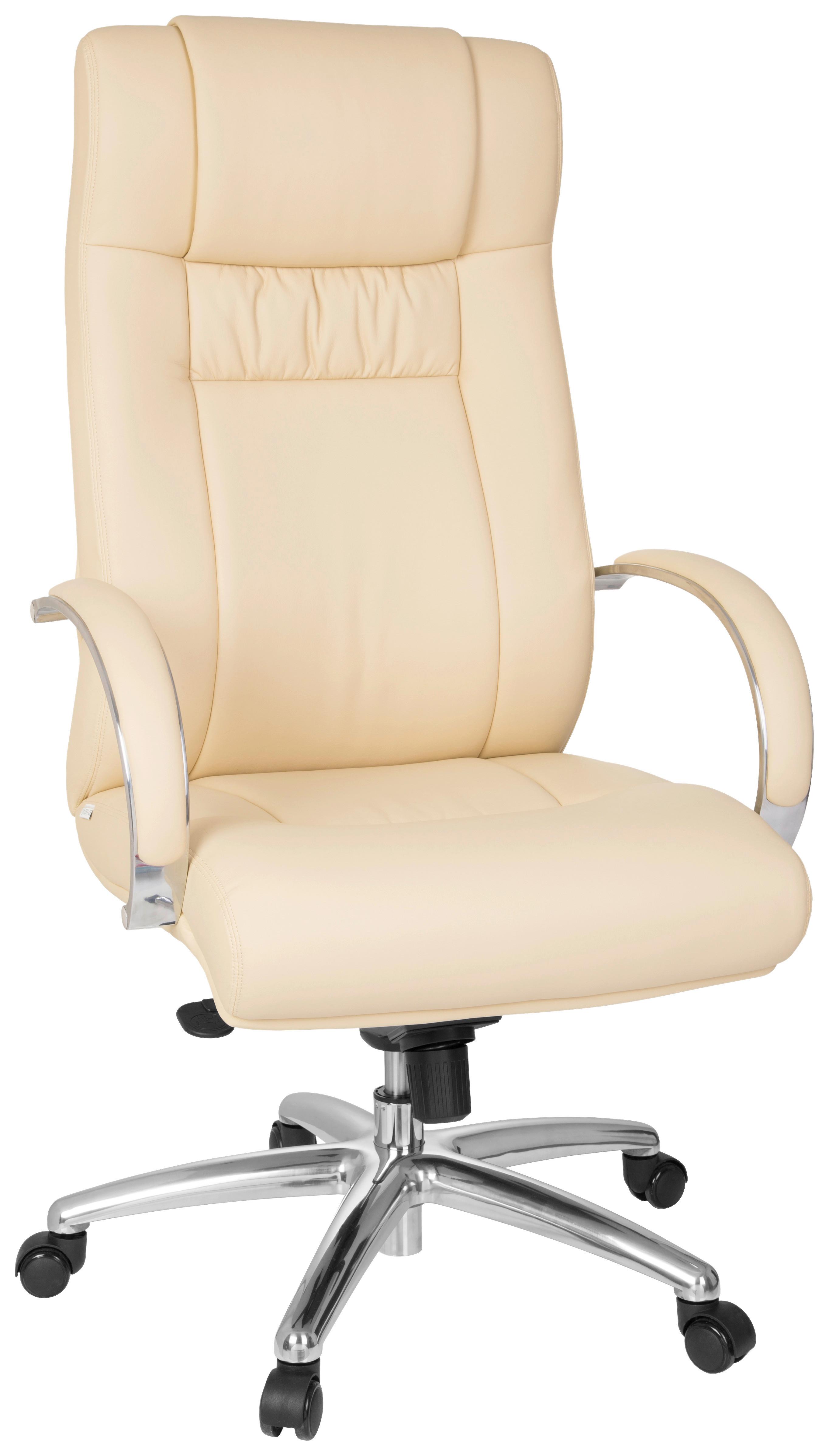Chefsessel XXL G 600 Lederlook Beige Bis 150 Kg - Beige/Silberfarben, Basics, Kunststoff/Textil (60/131/49cm) - MID.YOU