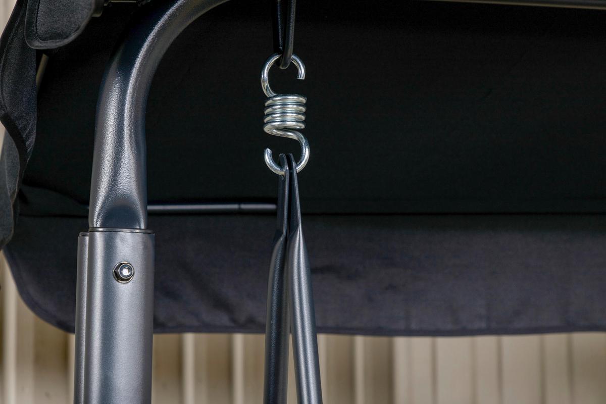 Hollywoodschaukel Madras - Schwarz, KONVENTIONELL, Textil/Metall (203/160/122cm) - Gardenson