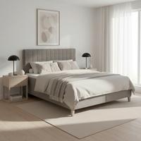 Boxspringová posteľ OLIVIA 180x200, s topperom, sivá - sivá/farba duba, Modern, drevo/textil (180/200cm) - Bessagi Home