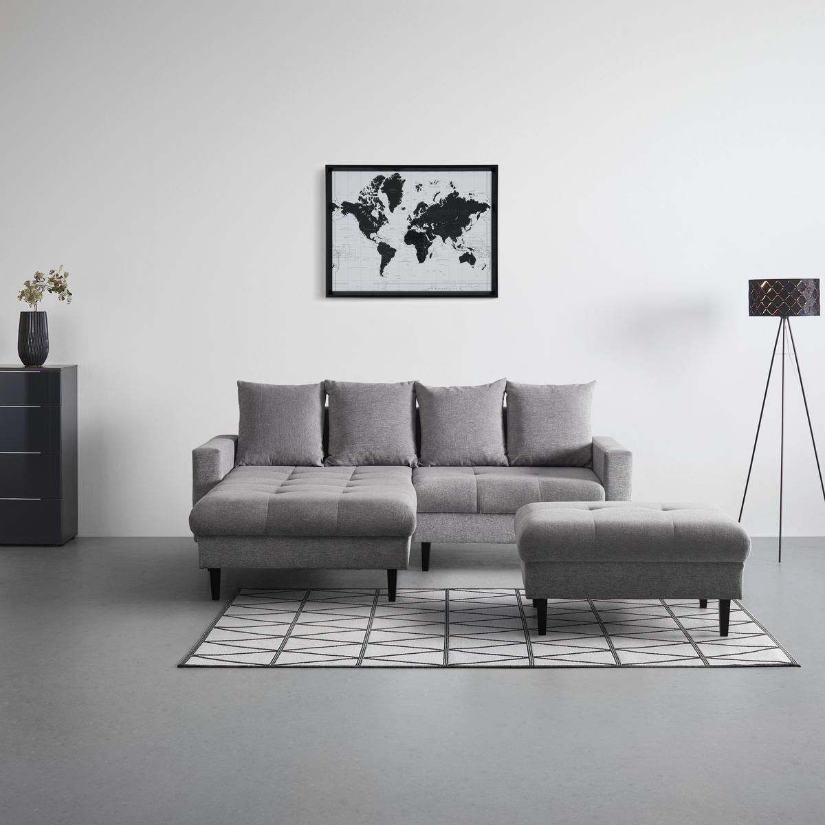Rohová sedačka BOSTON, obojstranná, sivá - čierna/sivá, Konventionell, drevo/textil (215/92/160cm) - Based