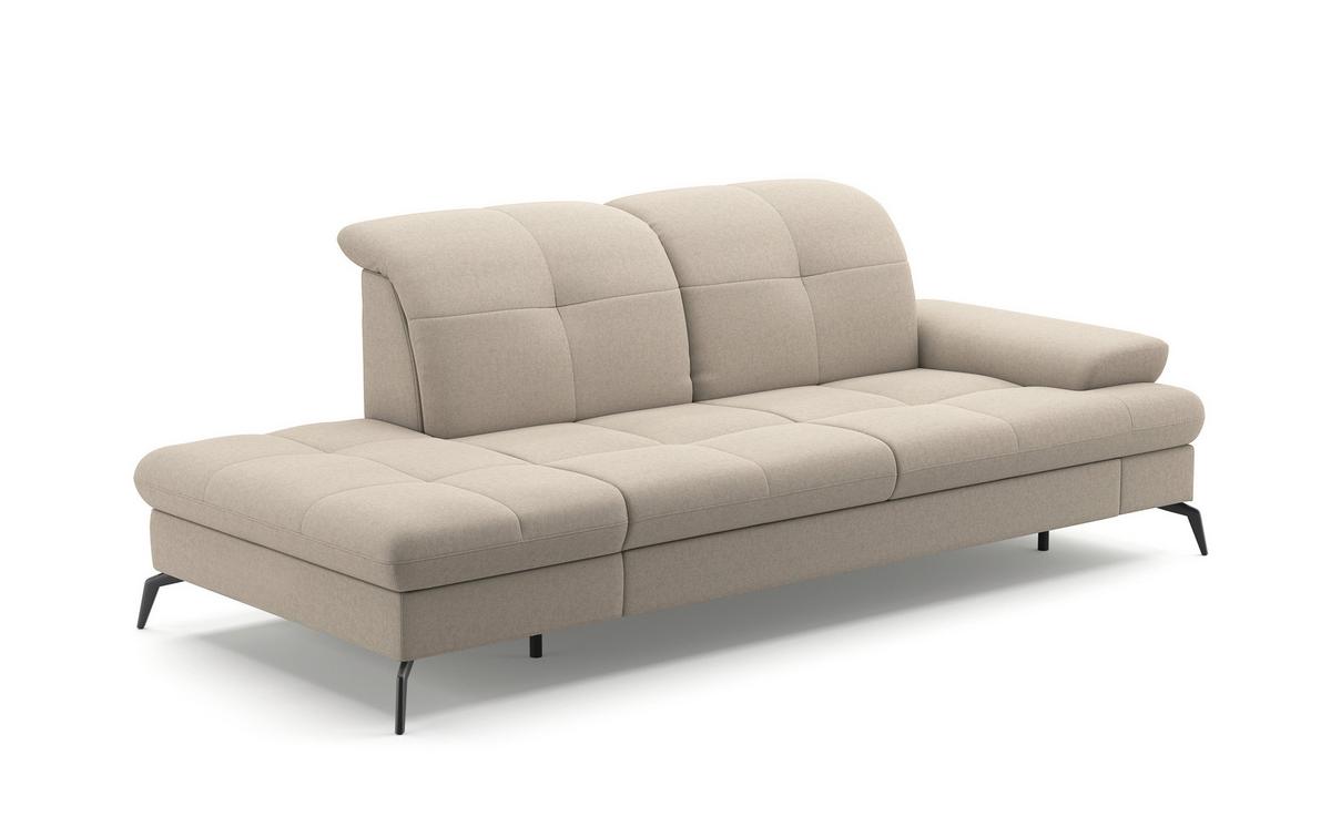 RÉCAMIERE Amica E, Taupe B: 231 cm - Taupe/Schwarz, KONVENTIONELL, Textil (231/90/122cm) - Sit & More