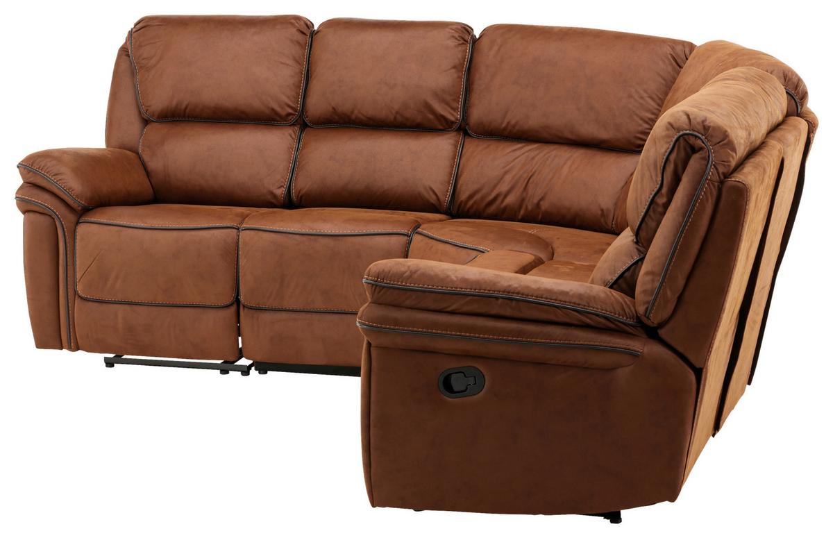 Ecksofa Saranda - Schwarz/Braun, Design, Textil (169/169cm) - Livetastic