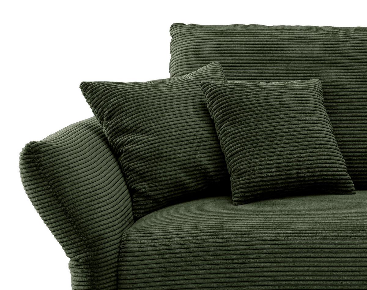 Ecksofa Vanilla Dunkelgrün S: 256x294 cm - Dunkelgrün/Schwarz, Design, Textil (256/294cm) - Livetastic