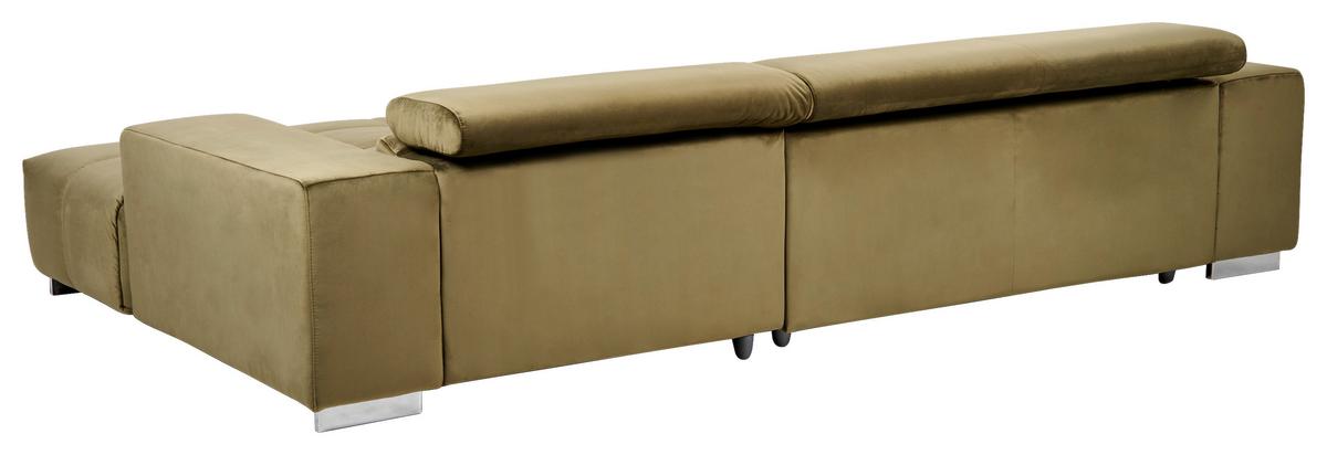 Ecksofa mit Relaxfunktion Orion Kopfstütze Klappbar Olivegrün - Silberfarben/Olivgrün, KONVENTIONELL, Textil (307/186cm) - Livetastic