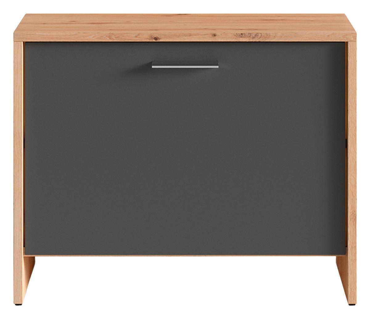 Garderobenbank Ben B: 60 Cm 1 Tür Anthrazit/eiche Artisan - Anthrazit/Schwarz, MODERN, Holzwerkstoff (60/48/35cm) - MID.YOU