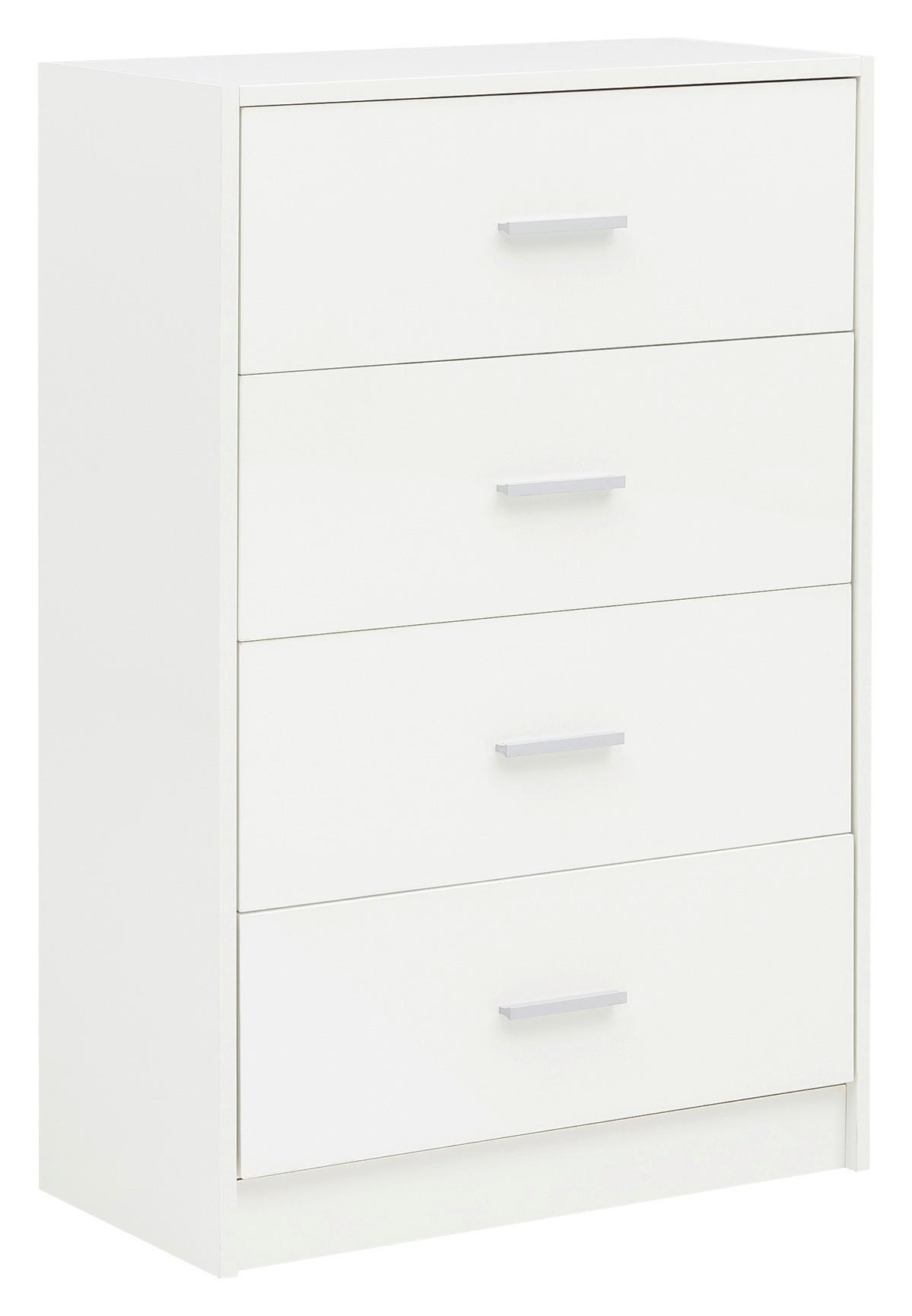 Vysoká komoda biela s vysokým leskom - biela/hliníková, Konventionell, kov/kompozitné drevo (60/90/30cm) - MID.YOU