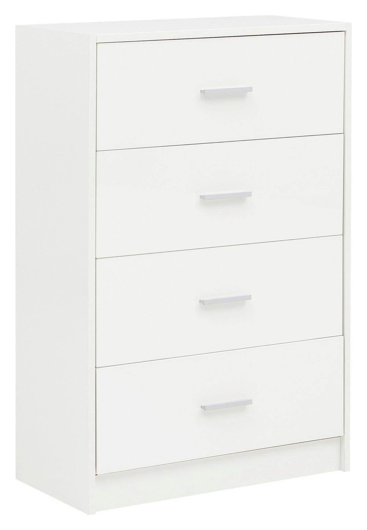 Vysoká komoda biela s vysokým leskom - biela/hliníková, Konventionell, kov/kompozitné drevo (60/90/30cm) - MID.YOU