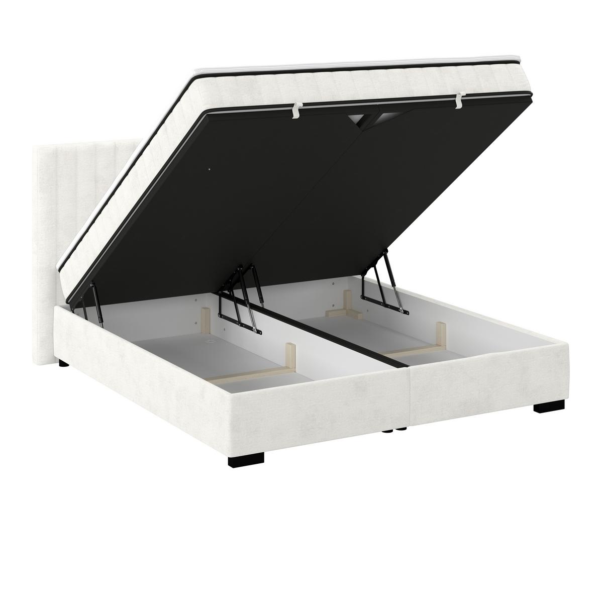 Boxbett Maya inkl. Bettkasten Cremefarben 200x220 cm - Creme/Schwarz, MODERN, Holz/Holzwerkstoff (200/220cm)