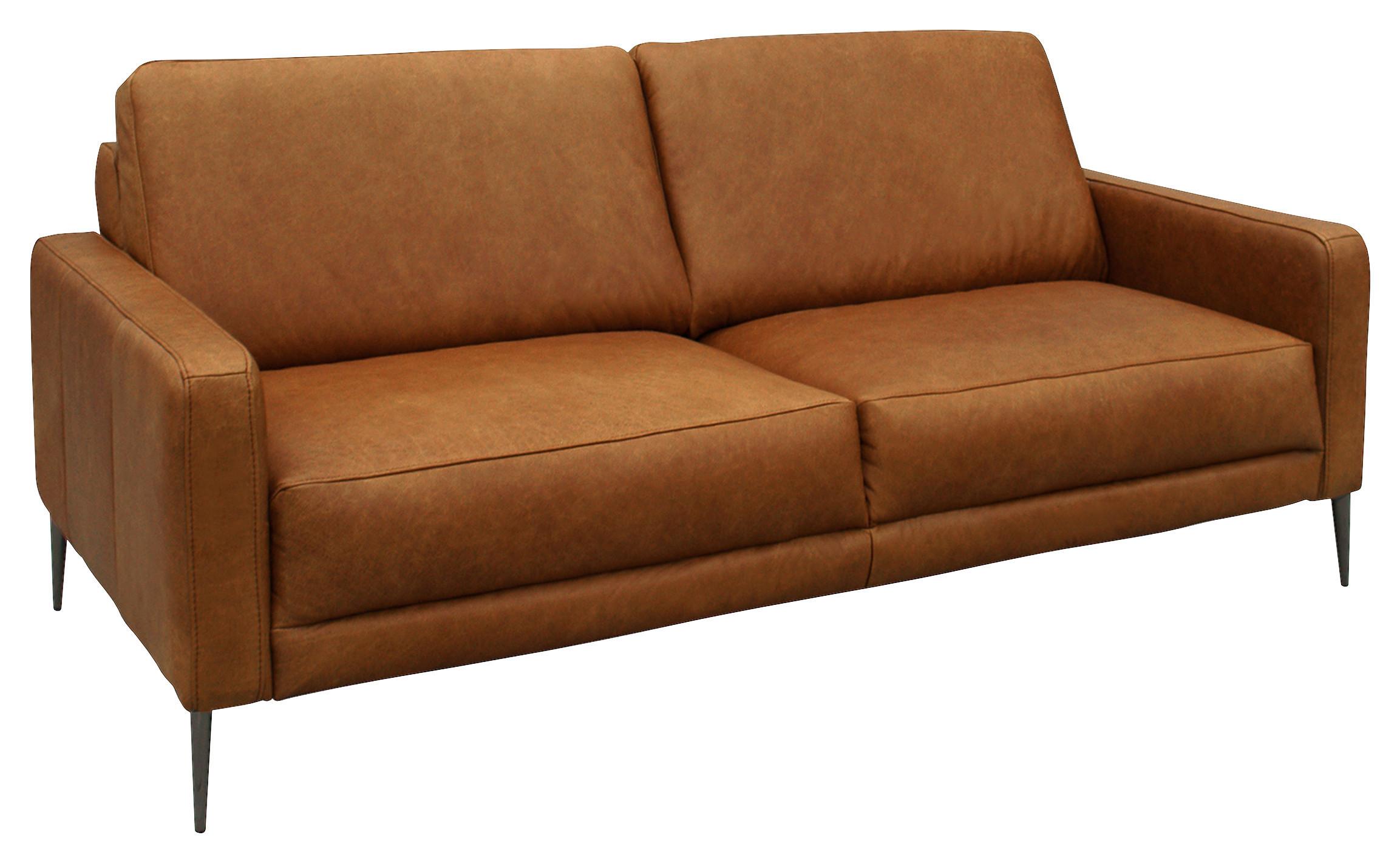 2-Sitzer-Sofa Spring, Cognac 157 cm - Cognac/Schwarzchrom, Design, Leder (157/85/92cm) - Livetastic