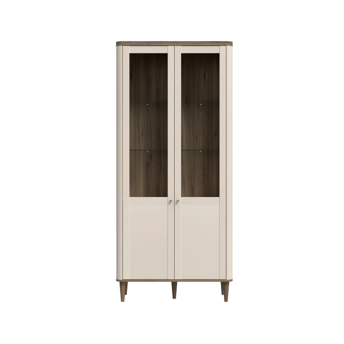 Vitrína, piesková/dub Valencia - piesková/farba duba, Modern, kompozitné drevo/sklo (90,1/200,5/41,2cm)