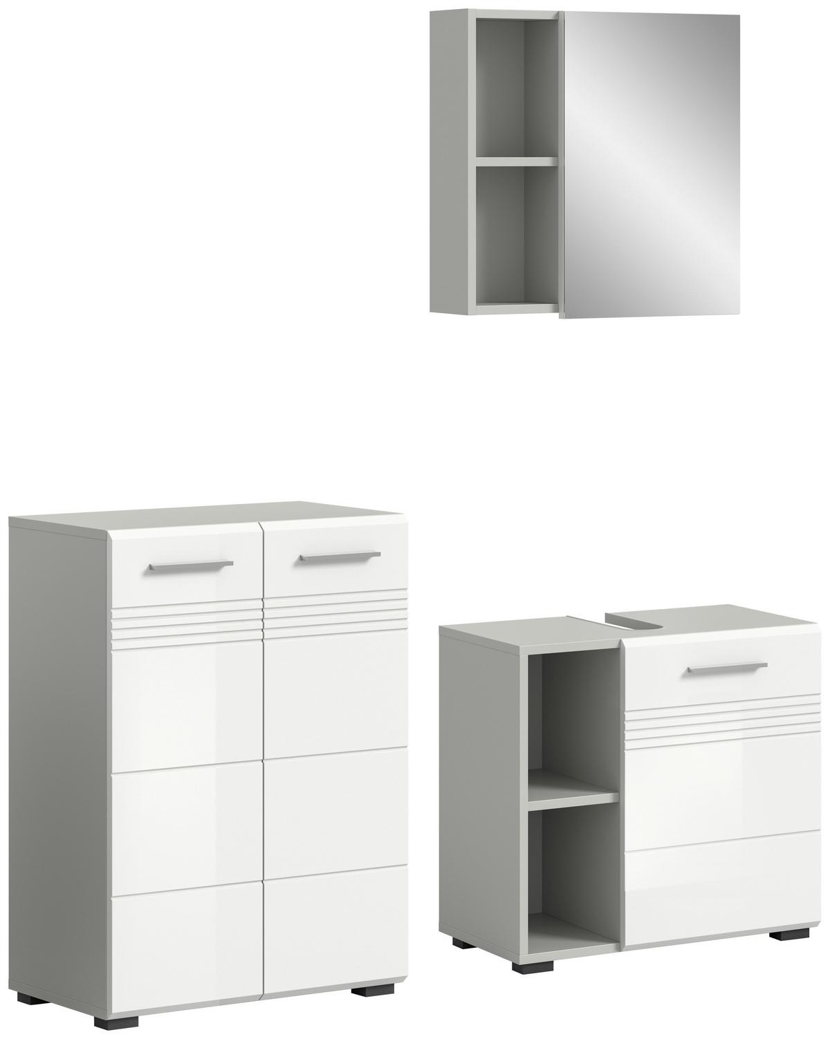 Badezimmer Copa Grau Weiß Hg B: 120 Cm - Weiß Hochglanz/Schwarz, MODERN, Holzwerkstoff (120cm) - MID.YOU