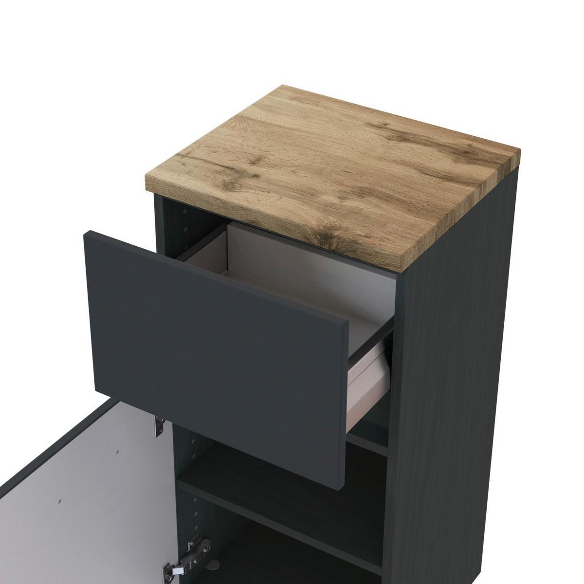 Unterschrank Mit Türdämpfer Pienza B: 40 Cm, Graphitfarben - Eichefarben/Silberfarben, Basics, Holzwerkstoff (40/79/35cm) - Held