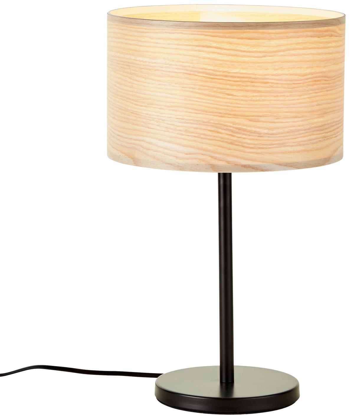 Tischlampe Romm Hellbraun Mit Schnurschalter - Hellbraun/Schwarz, Basics, Holz/Metall (25/42cm) - Brilliant